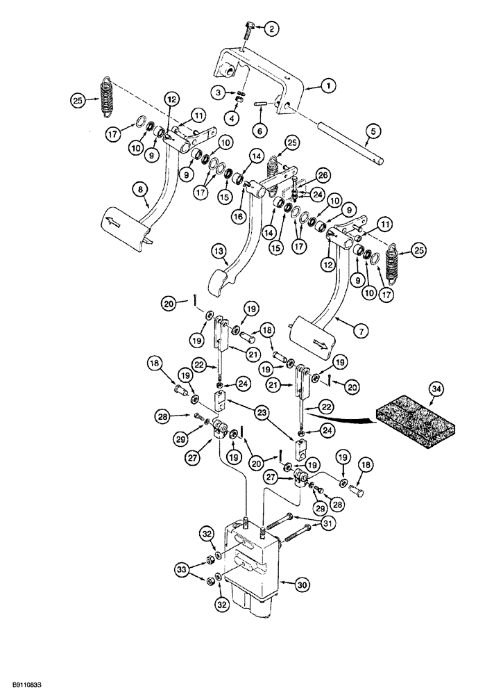 Схема запчастей Case 850G - (7-02) - BRAKE PEDALS AND LINKAGE (03) - TRANSMISSION