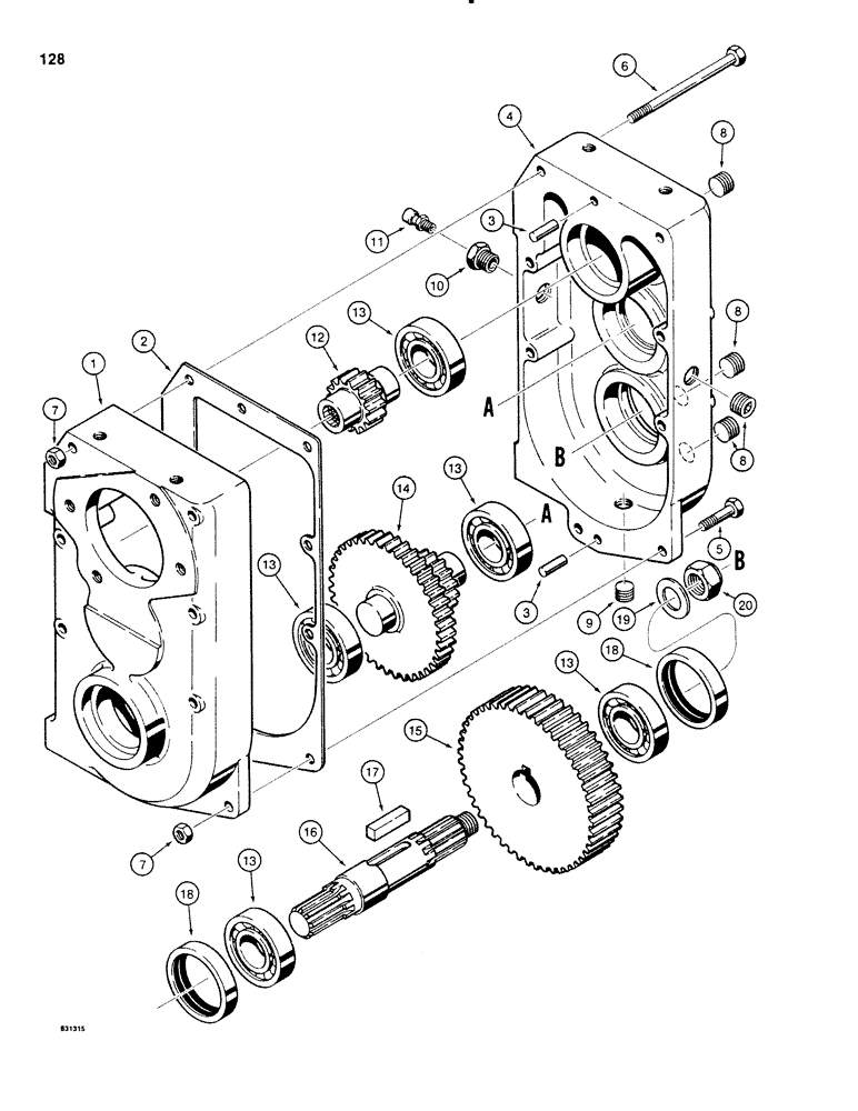 Схема запчастей Case P60 - (128) - H660126 TRANSMISSION, USED ON 30+4 SERIAL NUMBER 1203744 AND AFTER (21) - TRANSMISSION