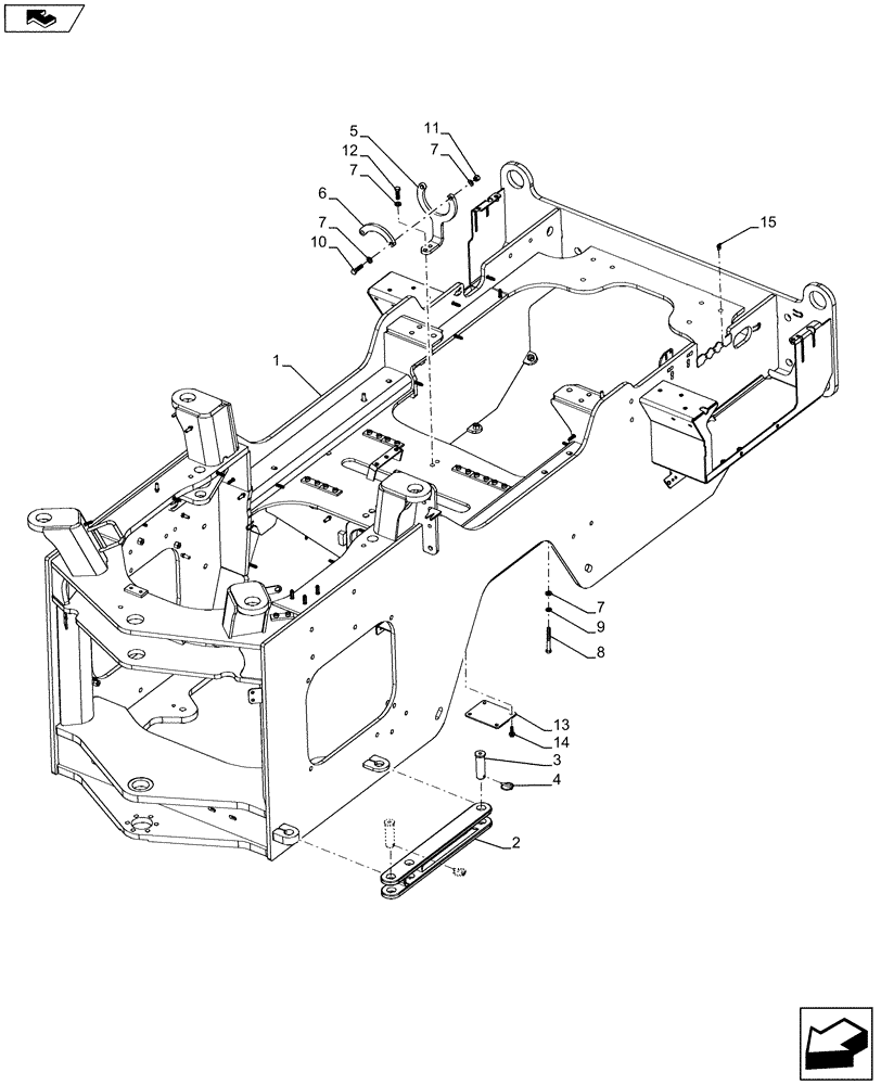 Схема запчастей Case 921F - (39.100.AS) - REAR CHASSIS (39) - FRAMES AND BALLASTING