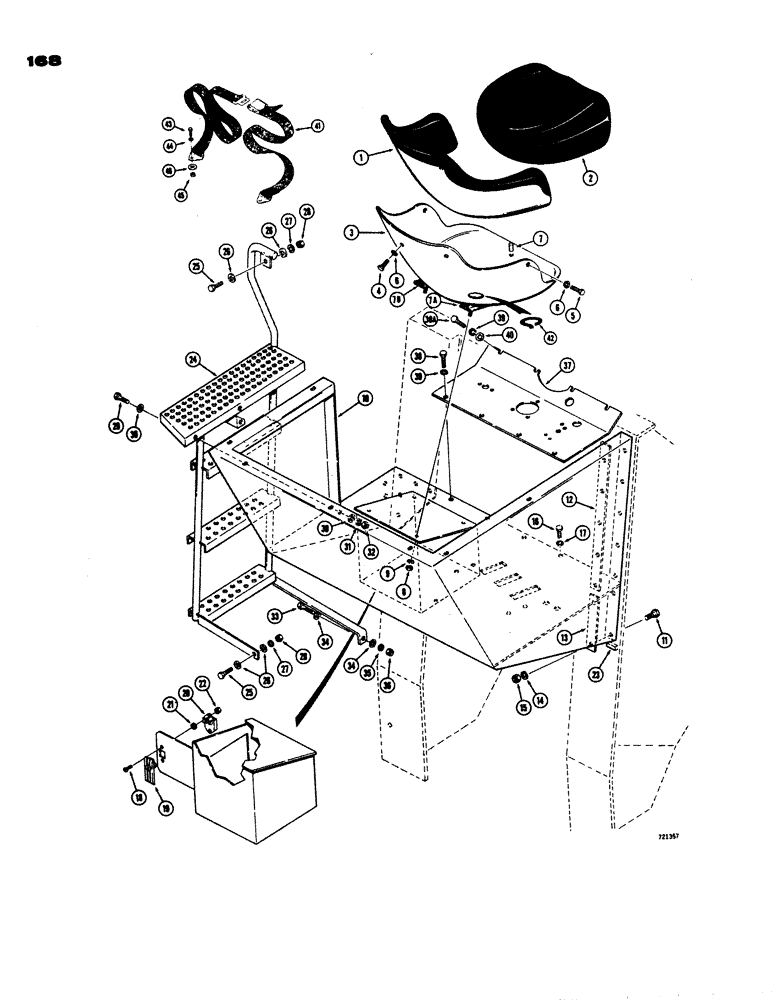 Схема запчастей Case W24 - (168) - OPERATORS COMPARTMENT AND LADDER, MODELS WITHOUT ROLLOVER PROTECTION (09) - CHASSIS
