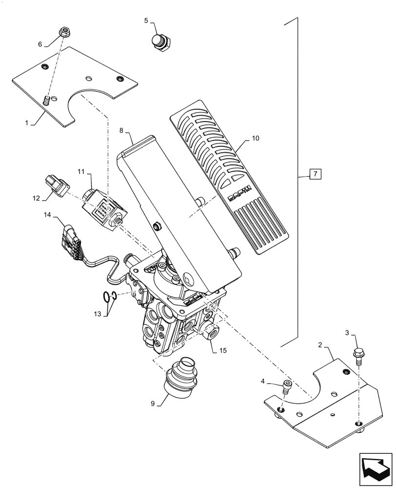Схема запчастей Case 821F - (33.202.CM) - BRAKE VALVE INSTALLATION (33) - BRAKES & CONTROLS