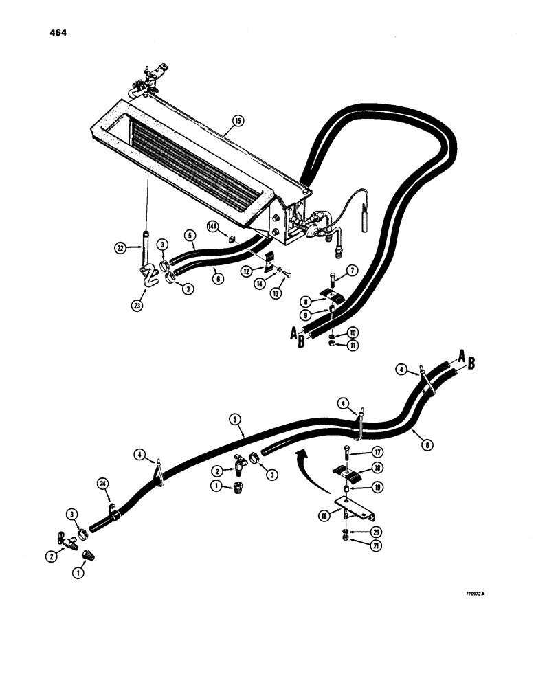 Схема запчастей Case W24C - (464) - HEATER LINES (09) - CHASSIS/ATTACHMENTS