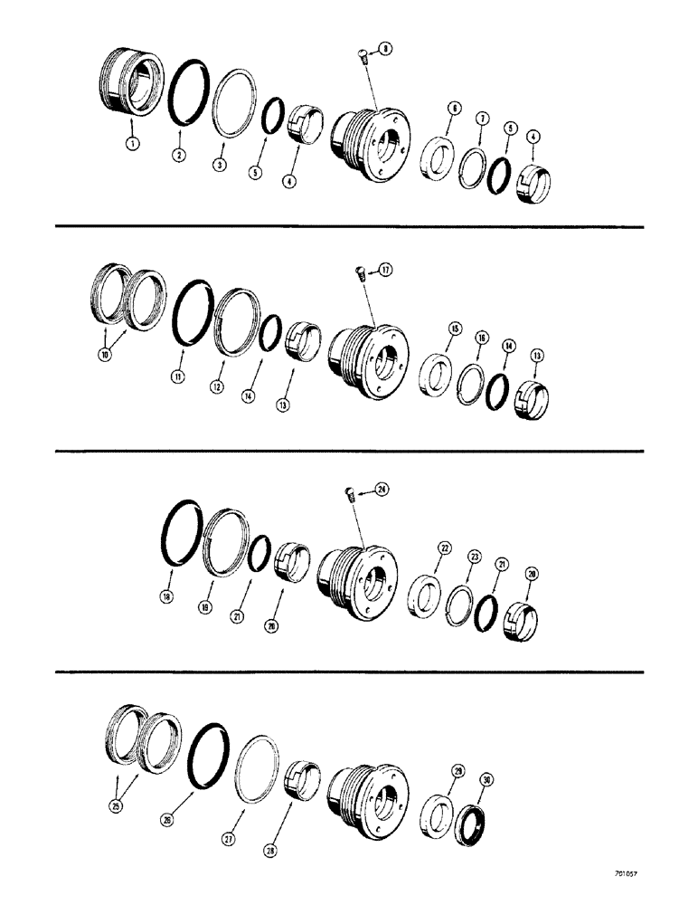 Схема запчастей Case 34 - (138) - CYLINDER PACKING KITS,D37359 CYL. PK KIT,D41400 CYL. PK KIT,D42875 GLAND PK KIT,G32297 CYL. PK KIT 