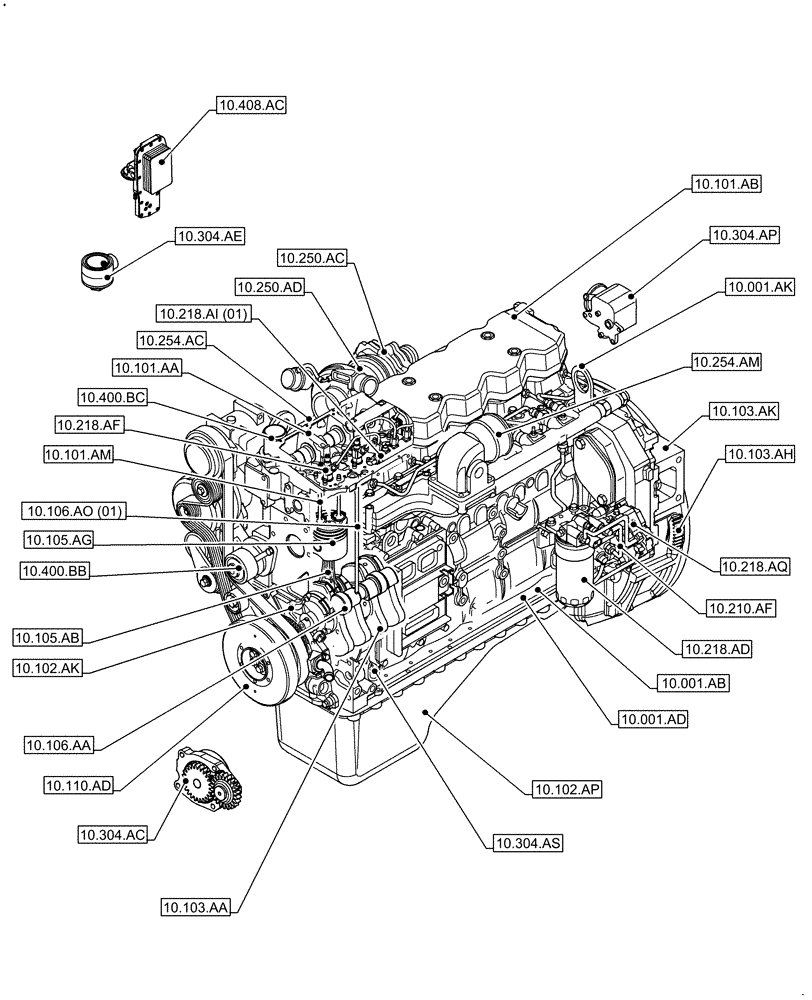 Схема запчастей Case F4HFE613C B004 - (00.000.10) - PICTORIAL INDEX - ENGINE (00) - GENERAL & PICTORIAL INDEX