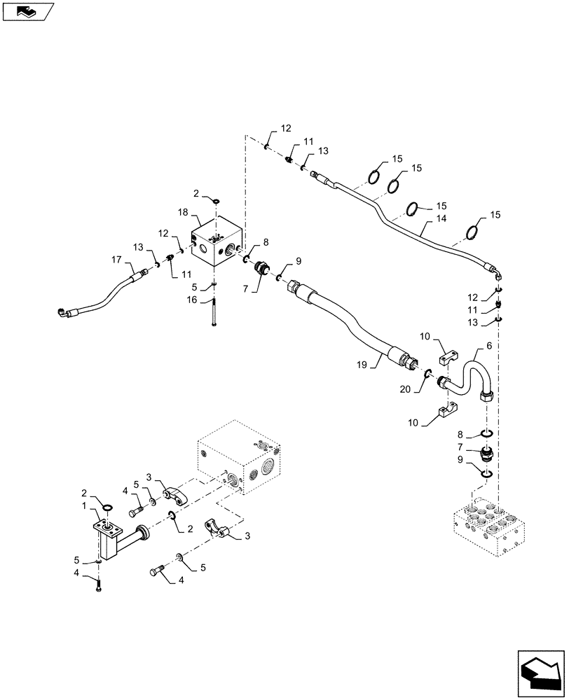 Схема запчастей Case 821F - (41.200.BY) - PRIORITY VALVE AND HYDRAULIC PUMP INSTALLATION (41) - STEERING