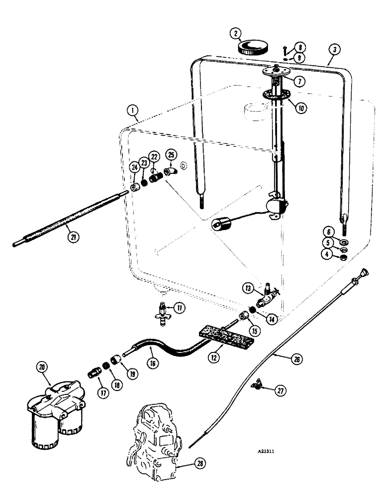 Схема запчастей Case W10E - (152) - FUEL TANK, DIESEL ENGINE (03) - FUEL SYSTEM