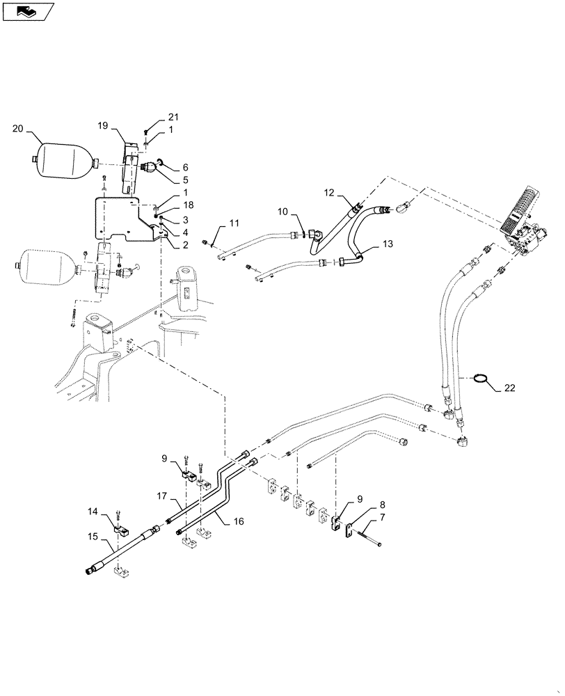 Схема запчастей Case 921F - (33.202.AA) - BRAKE ACCUMULATOR HYDRAULIC LINES (33) - BRAKES & CONTROLS
