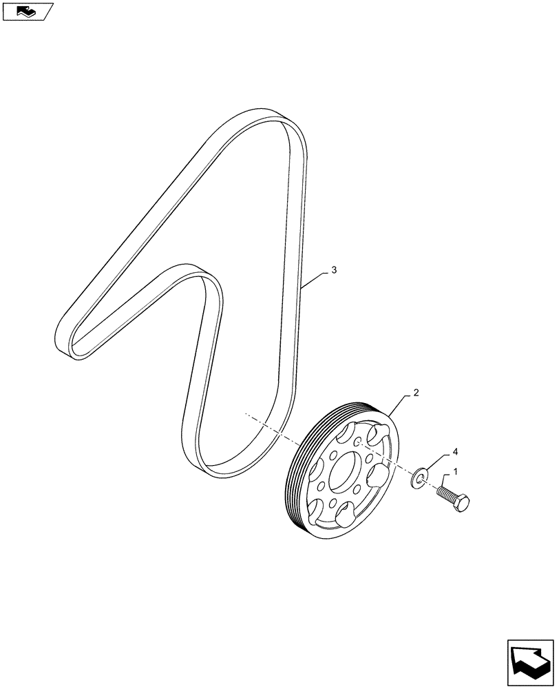 Схема запчастей Case TR270 - (10.414.AC[03]) - FAN BELT EU SLOW SPEED CRANKSHAFT PULLEY (10) - ENGINE