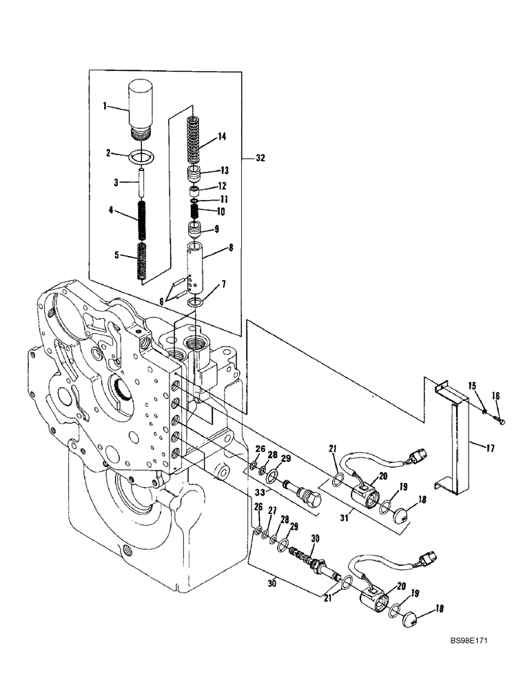 Схема запчастей Case 686G - (6-46) - TRANSMISSION, MODULATOR VALVES AND SOLENOID CARTRIDGES (06) - POWER TRAIN