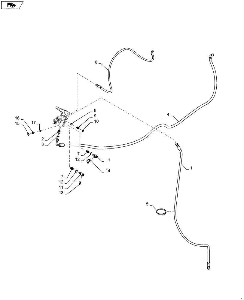 Схема запчастей Case 821F - (33.202.CH) - BRAKE VALVE HYDRAULIC LINES (33) - BRAKES & CONTROLS