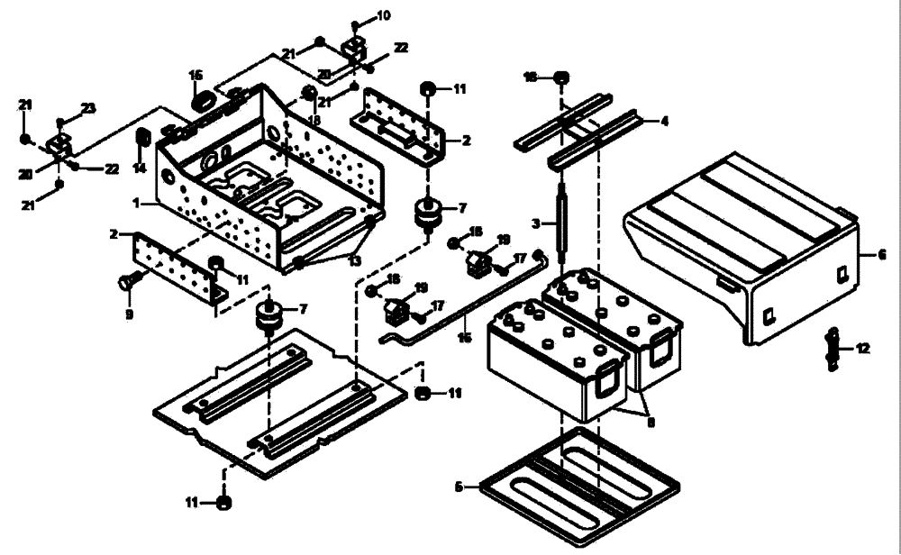Схема запчастей Case 340B - (62A00020597[001]) - BATTERY / BATTERY BOX (P.I.N. HHD0340BN7PG58147 AND AFTER) (87581771) (13) - Electrical System / Decals