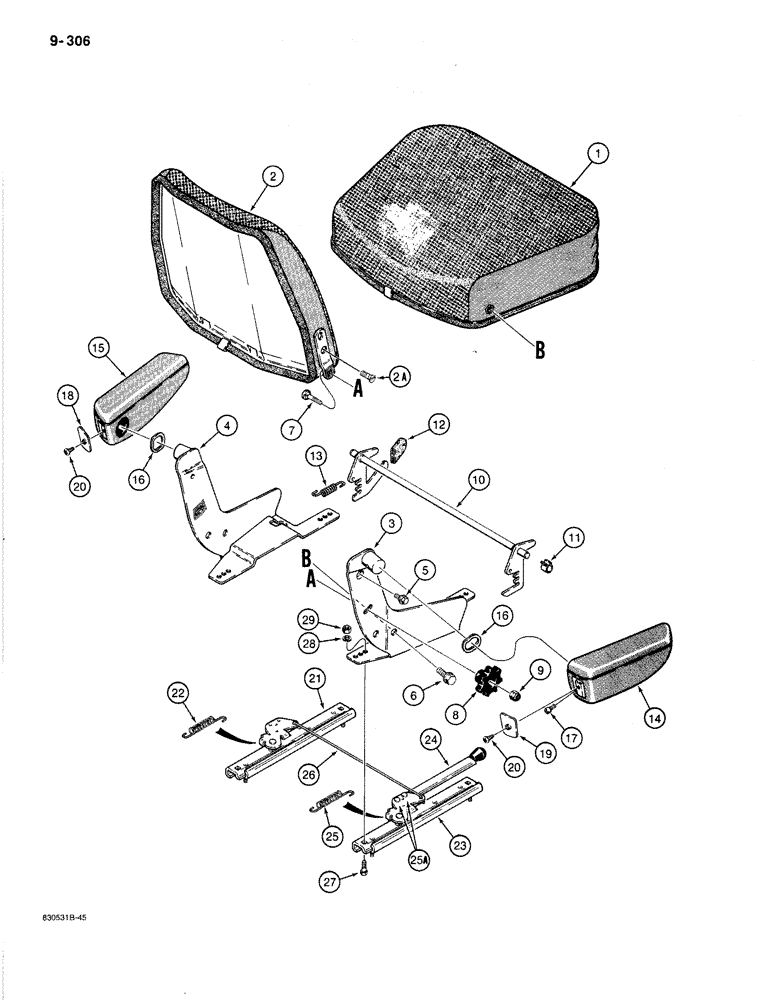 Схема запчастей Case 1080B - (9-306) - SEAT ASSEMBLY (09) - CHASSIS