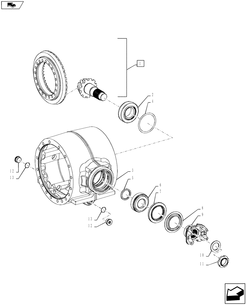 Схема запчастей Case 921F - (25.102.AC[01]) - FRONT AXLE DIFFERENTIAL CARRIER (25) - FRONT AXLE SYSTEM