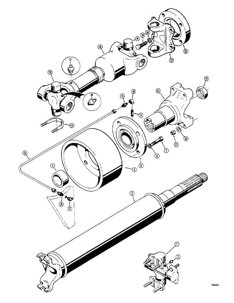 Схема запчастей Case 400 - (052) - REAR AXLE DRIVE SHAFT (04) - UNDERCARRIAGE