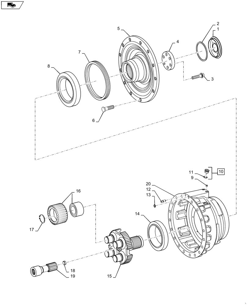 Схема запчастей Case 821F - (27.100.AB[03]) - REAR AXLE PLANETARY HUB (27) - REAR AXLE SYSTEM