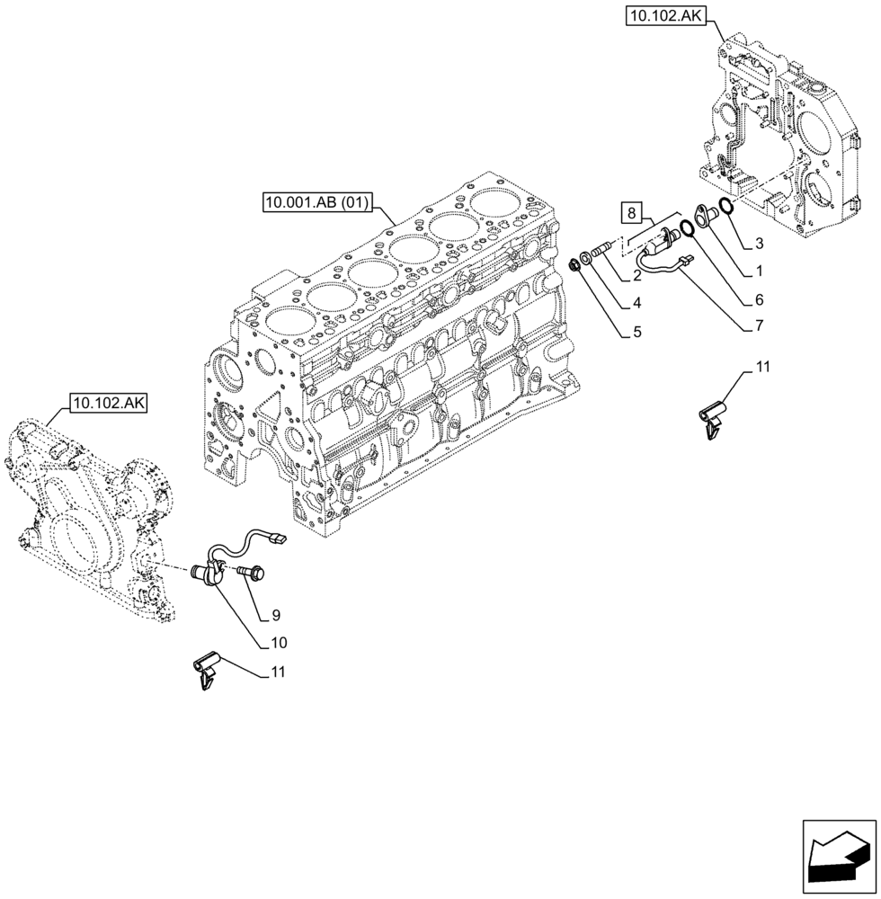 Схема запчастей Case F4HFA613L E001 - (55.015.AC) - ENGINE, SENSOR (55) - ELECTRICAL SYSTEMS