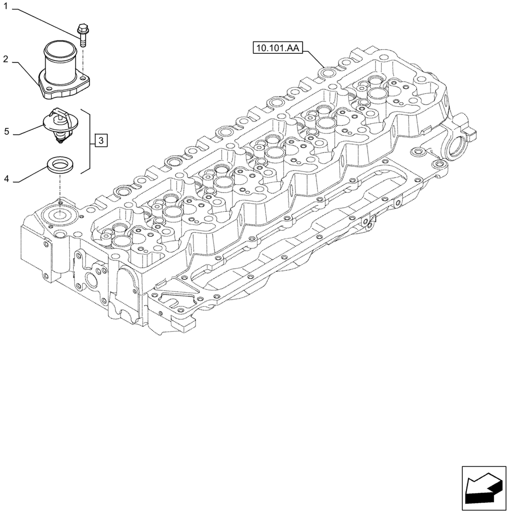 Схема запчастей Case F4HFA613M E001 - (10.400.BC) - THERMOSTAT (10) - ENGINE