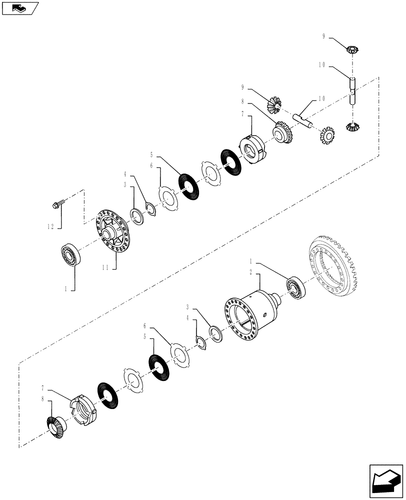 Схема запчастей Case 821F - (27.100.AB) - FRONT AND REAR DIFFERENTIAL ASSEMBLY, LIMITED SLIP (27) - REAR AXLE SYSTEM