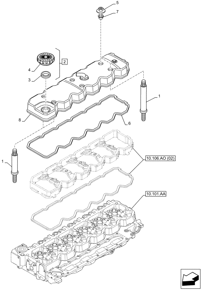 Схема запчастей Case F4HFA613L E001 - (10.101.AB) - VALVE COVER (10) - ENGINE
