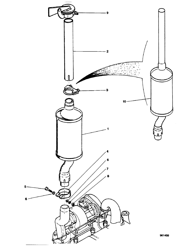 Схема запчастей Case 580G - (40) - ENGINE - MUFFLER AND EXHAUST SYSTEM (10) - ENGINE
