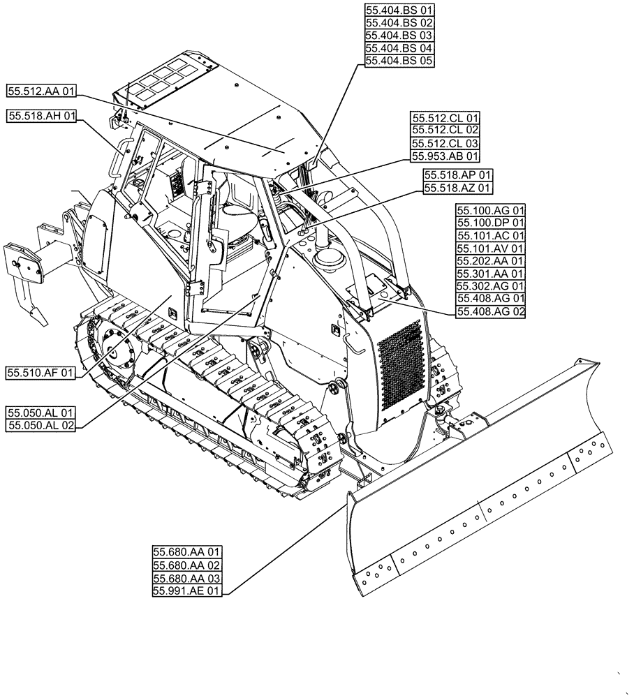 Схема запчастей Case 2050M LT - (00.000.55[01]) - PICTORIAL INDEX - ELECTRICAL SYSTEMS (00) - GENERAL & PICTORIAL INDEX