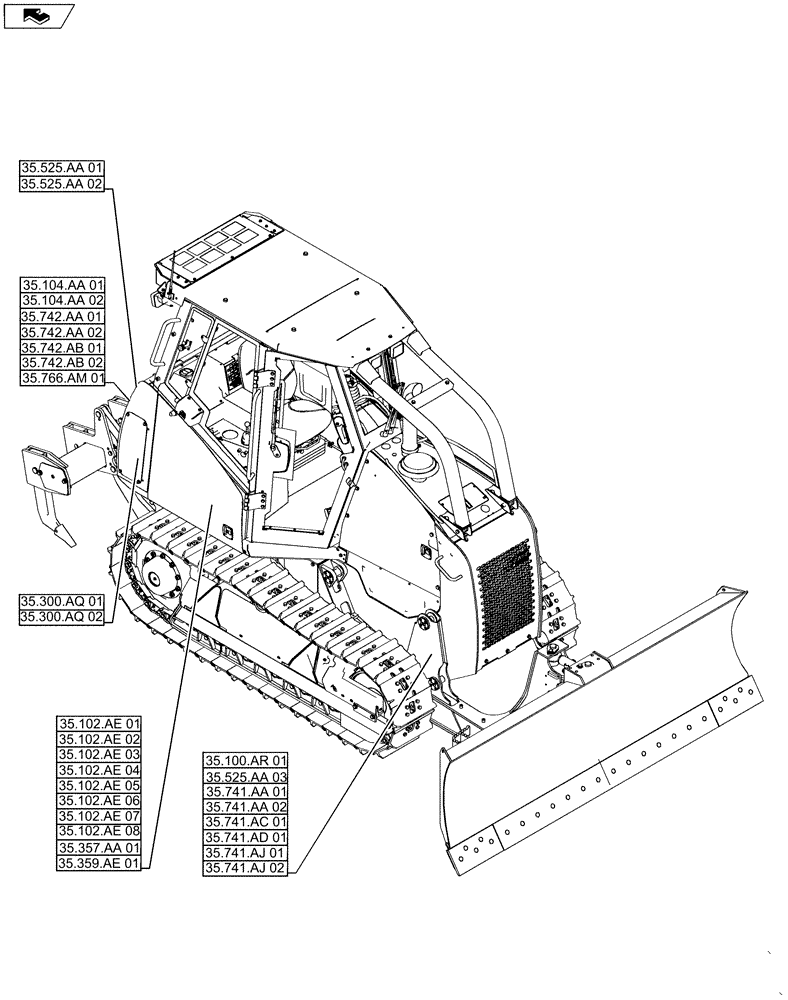 Схема запчастей Case 2050M LT - (00.000.35[01]) - PICTORIAL INDEX - HYDRAULIC SYSTEMS (00) - GENERAL & PICTORIAL INDEX