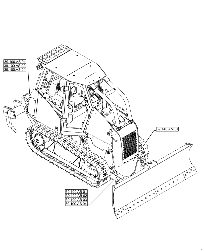 Схема запчастей Case 2050M LT - (39.000.00[01]) - PICTORIAL INDEX - FRAME (39) - FRAMES AND BALLASTING