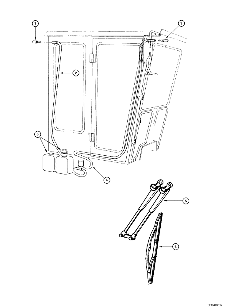 Схема запчастей Case 885 - (09.49[00]) - FRONT AND REAR WINDSHIELD WIPER (09) - CHASSIS