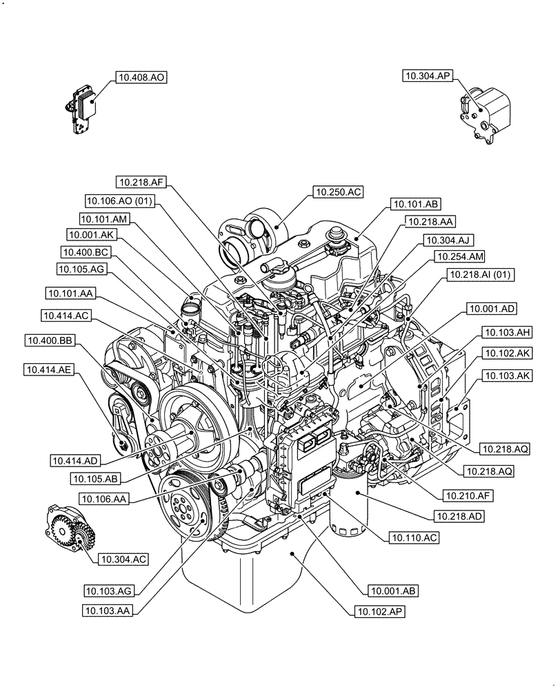 Схема запчастей Case F4HFE413C A002 - (10.000.00) - SECTION INDEX - ENGINE (10) - ENGINE