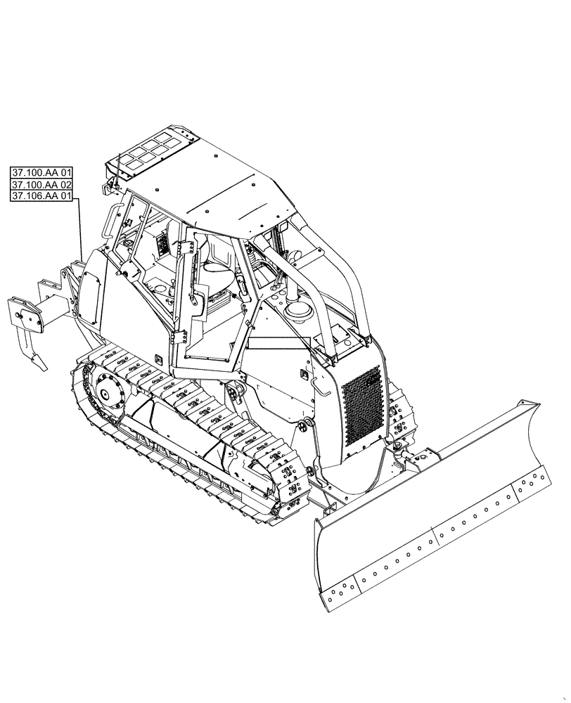 Схема запчастей Case 1150M WT/LGP - (37.000.00[01]) - PICTORIAL INDEX - TOWING HOOK AND BALLASTING (37) - HITCHES, DRAWBARS & IMPLEMENT COUPLINGS