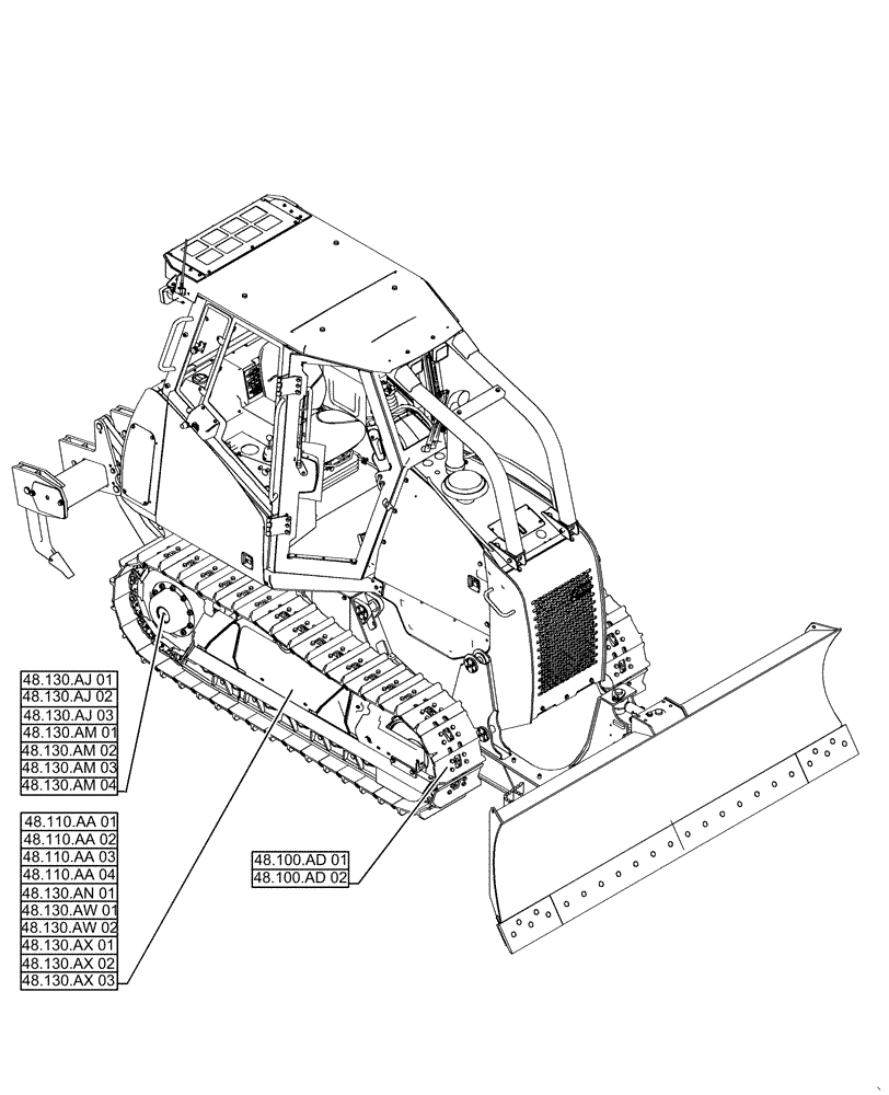 Схема запчастей Case 2050M LT - (48.000.00[01]) - PICTORIAL INDEX - SUSPENSION AND TRACKS (48) - TRACKS & TRACK SUSPENSION