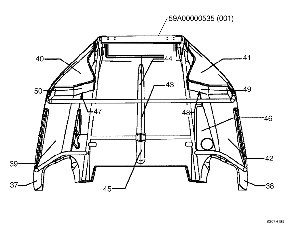 Схема запчастей Case 340 - (59A00000535[002]) - ENGINE HOOD - INSULATION FOAM - IF USED (87371223) (90) - PLATFORM, CAB, BODYWORK AND DECALS