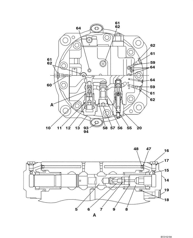 Схема запчастей Case CX800 - (06-03) - MOTOR ASSY - TRACK DRIVE (06) - POWER TRAIN