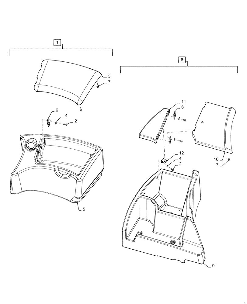 Схема запчастей Case 921F - (90.151.AN[01]) - CONSOLE AND COOLER ASSEMBLY (90) - PLATFORM, CAB, BODYWORK AND DECALS