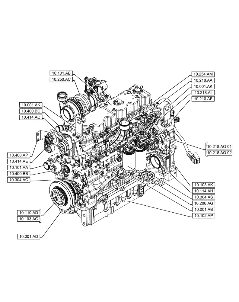 Схема запчастей Case F4DFE613N B006 - (10.000.00[01]) - SECTION INDEX, ENGINE (10) - ENGINE