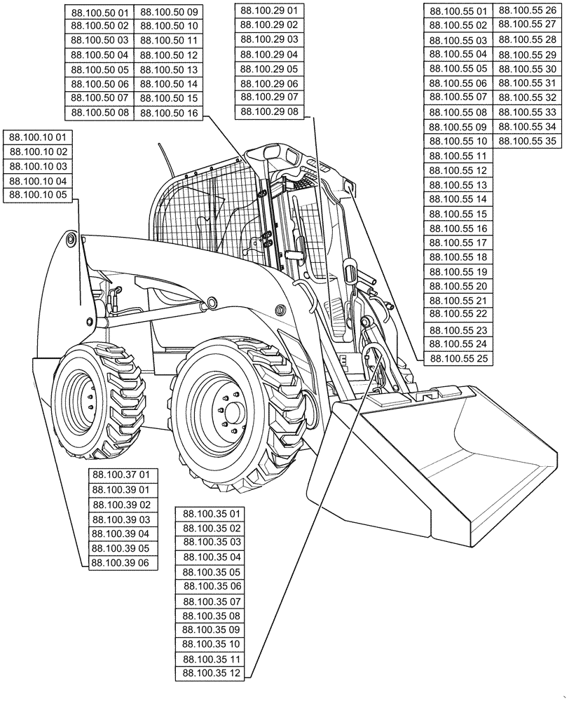 Схема запчастей Case SR210 - (88.000.00[01]) - PICTORIAL INDEX - ACCESSORIES (88) - ACCESSORIES