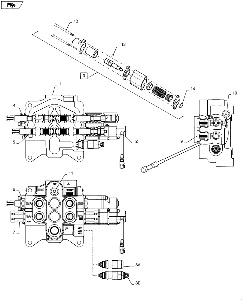 Схема запчастей Case 570NXT - (35.359.AK[02]) - 2 SPOOL VALVE LOADER CONTROL AFTER 22-JAN-2014 (35) - HYDRAULIC SYSTEMS