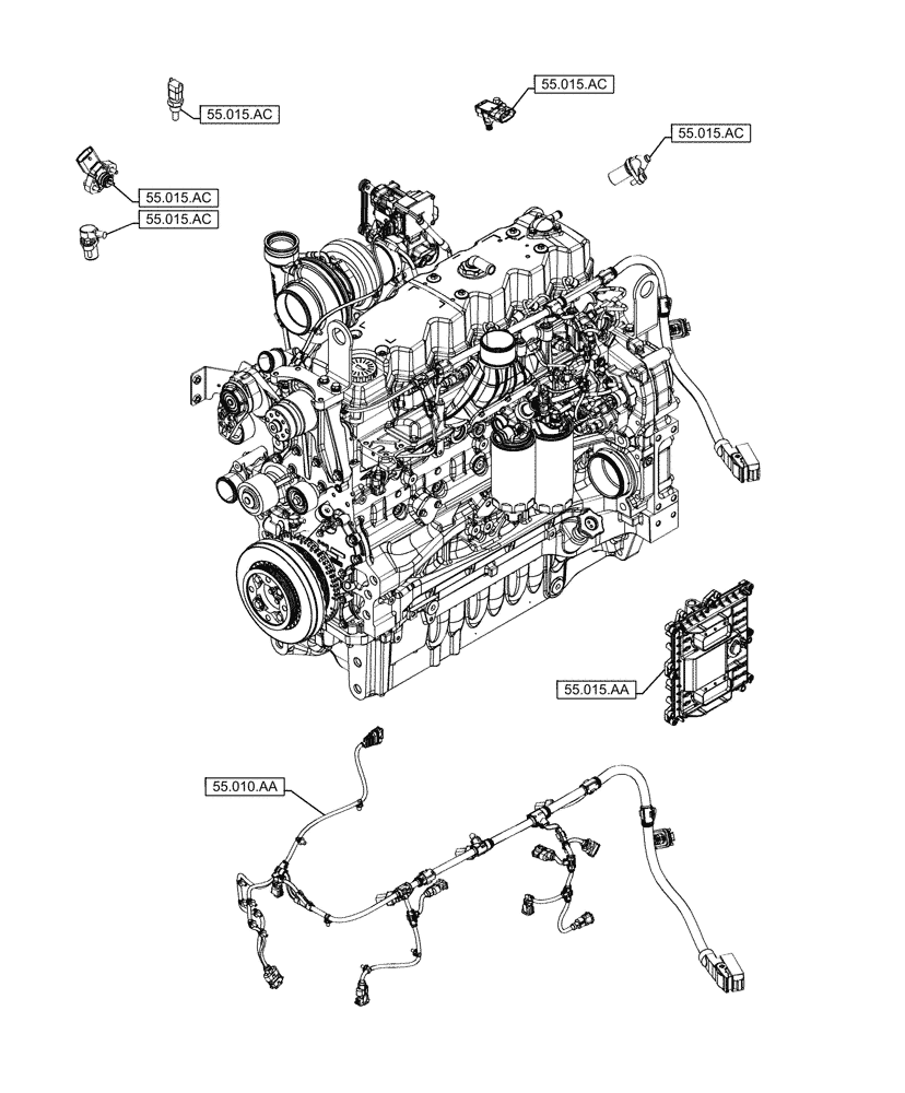 Схема запчастей Case F4DFE613N B006 - (55.000.00) - SECTION INDEX - ELECTRICAL SYSTEM (55) - ELECTRICAL SYSTEMS