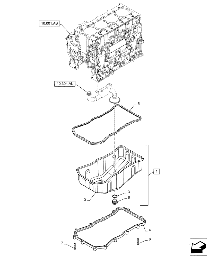 Схема запчастей Case TR320 - (10.102.AP) - OIL SUMP & RELATED PARTS (10) - ENGINE