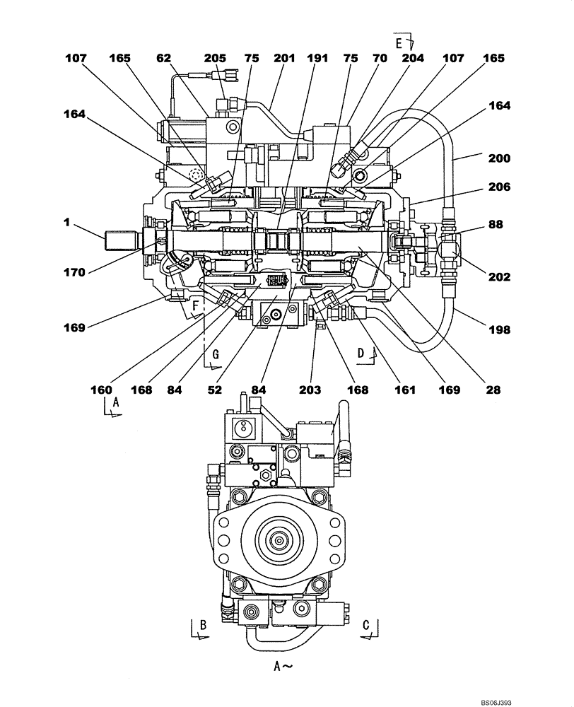 Схема запчастей Case CX130 - (08-122) - KNJ3000 PUMP ASSY, HYDRAULIC (08) - HYDRAULICS