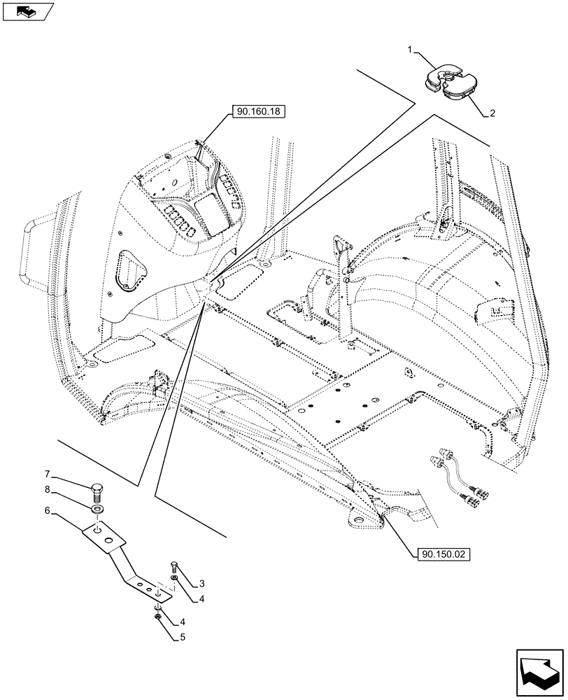 Схема запчастей Case 590SN - (90.110.0501) - VAR - 423062 - PLATFORM, SEAL (90) - PLATFORM, CAB, BODYWORK AND DECALS