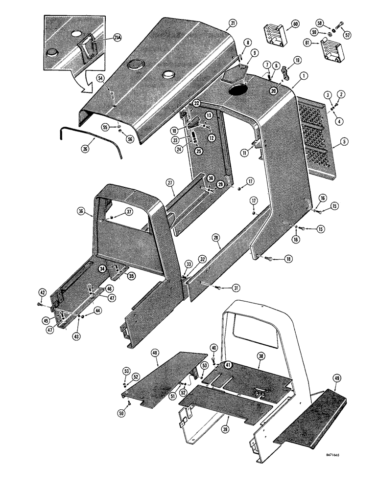 Схема запчастей Case 1150 - (120) - HOOD, SHROUD, COWL AND DASH (05) - UPPERSTRUCTURE CHASSIS
