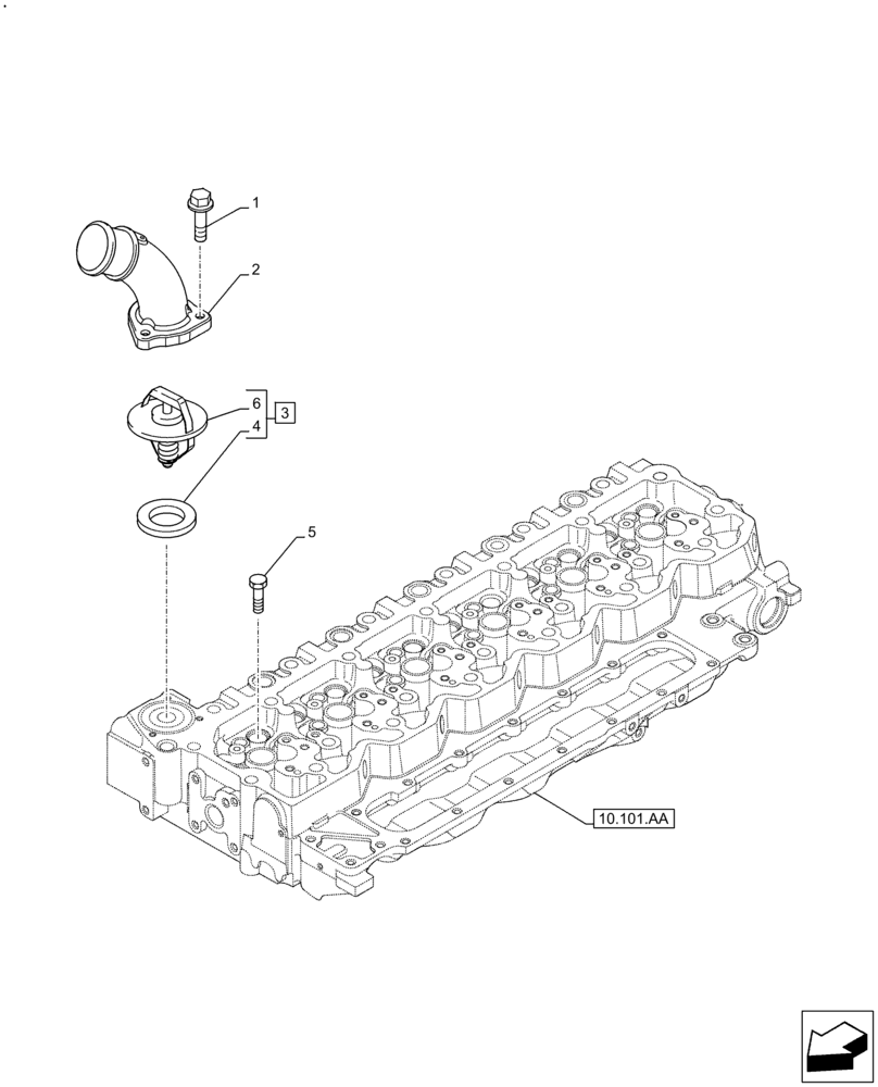 Схема запчастей Case F4DFE613J B006 - (10.400.BC) - THERMOSTAT (10) - ENGINE