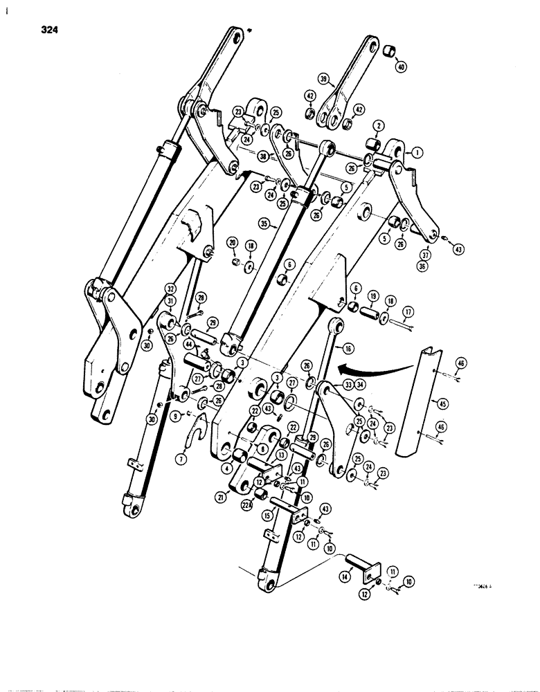 Схема запчастей Case 850B - (324) - LOADER LIFT FRAME (05) - UPPERSTRUCTURE CHASSIS