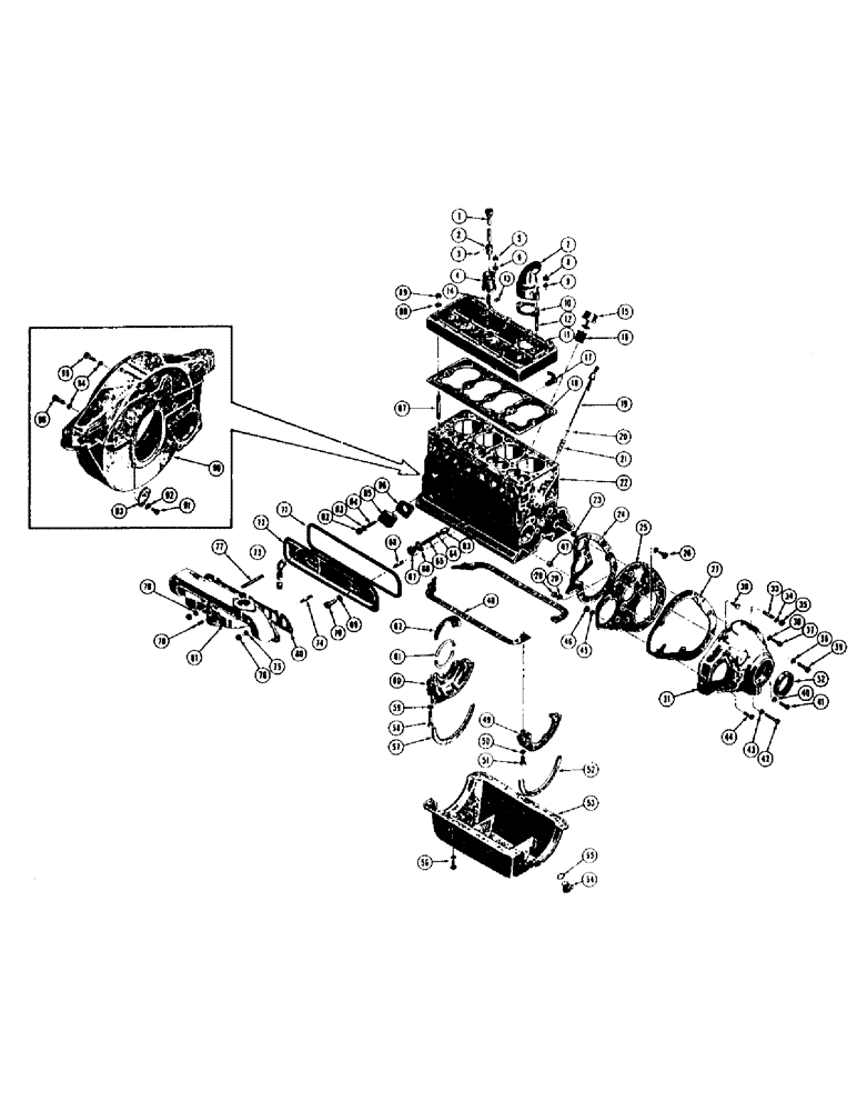Схема запчастей Case 400 - (008) - ENGINE BLOCK AND RELATED PARTS - GAS (01) - ENGINE