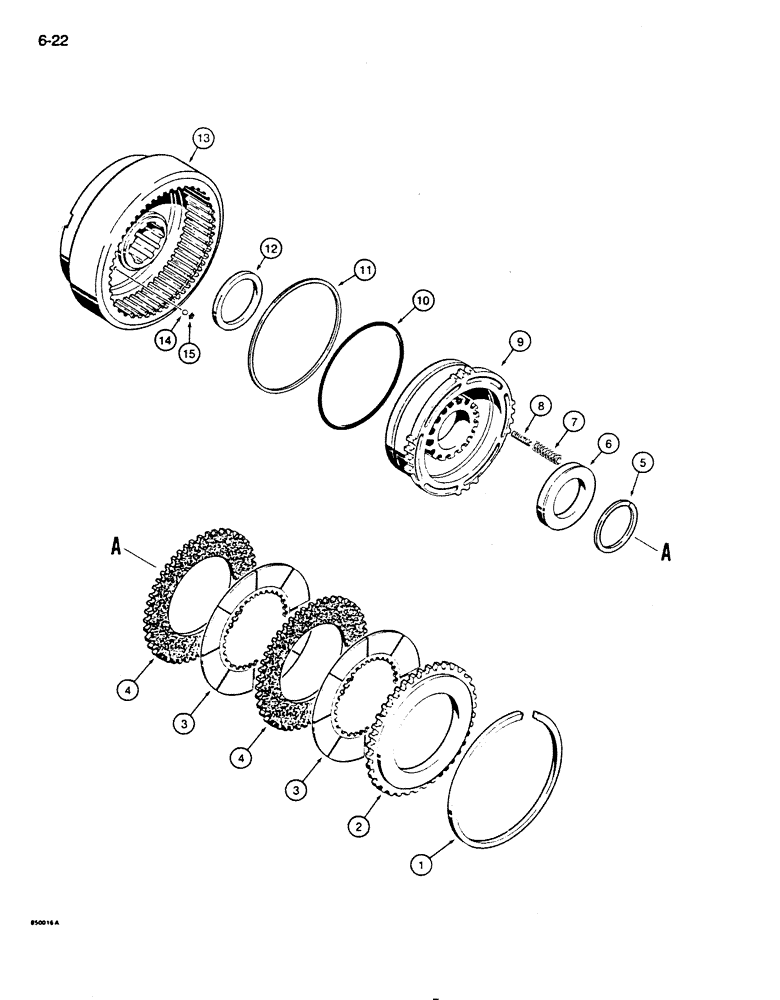 Схема запчастей Case 855D - (6-22) - TRANSMISSION HIGH AND LOW SPEED CLUTCHES (06) - POWER TRAIN