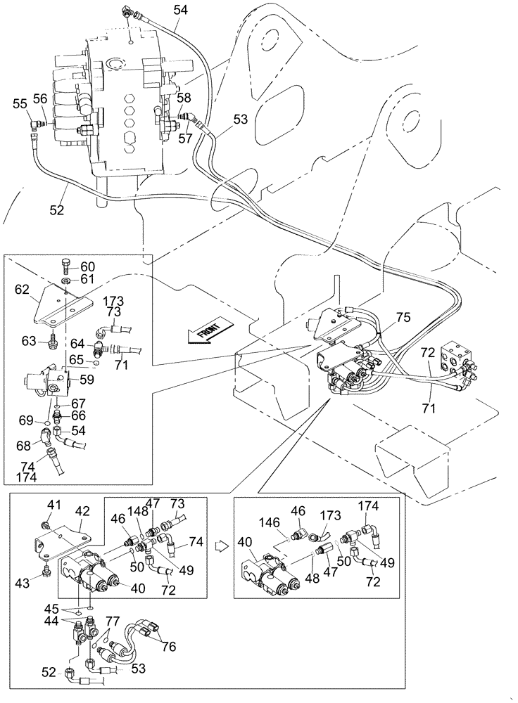 Схема запчастей Case CX145C SR - (35.310.AJ[02]) - DOUBLE ACTING CIRCUIT (35) - HYDRAULIC SYSTEMS