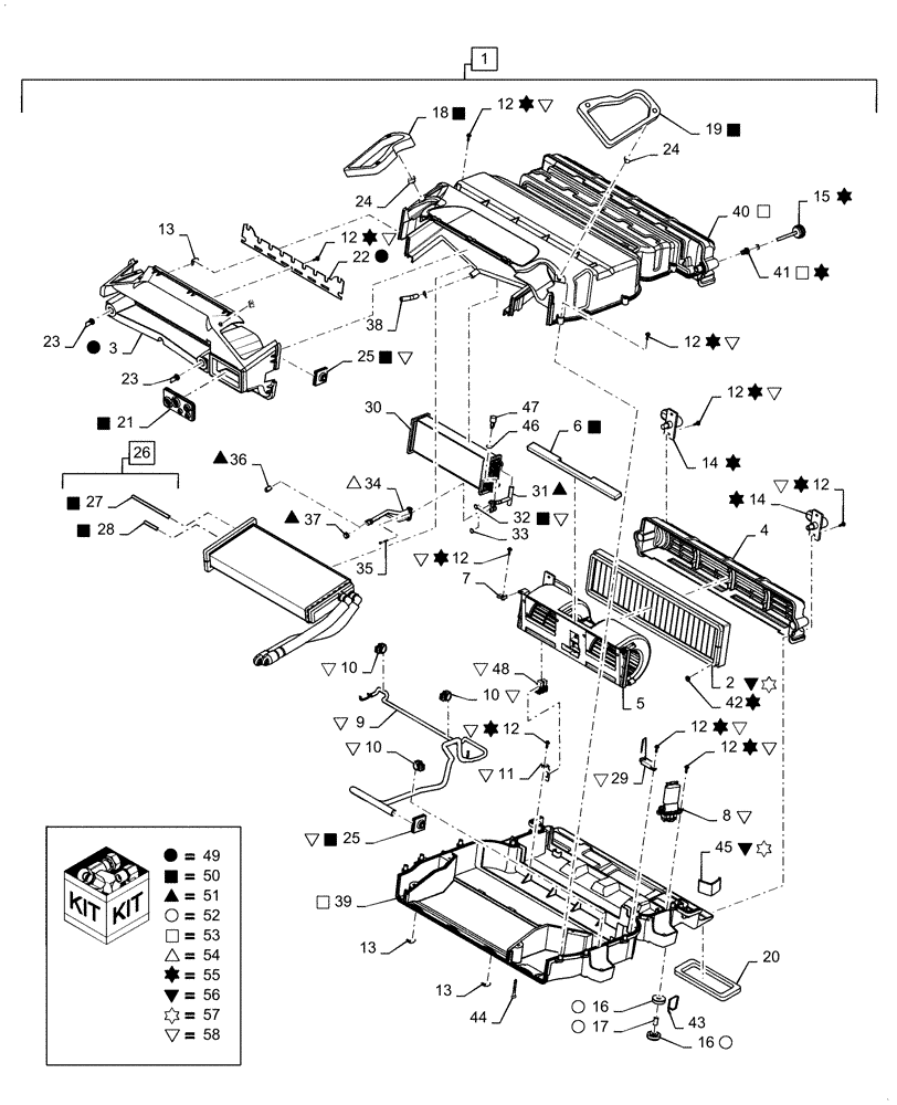 Схема запчастей Case TV380 - (50.100.AP[01]) - HVAC SYSTEM DUCT ASSY (50) - CAB CLIMATE CONTROL