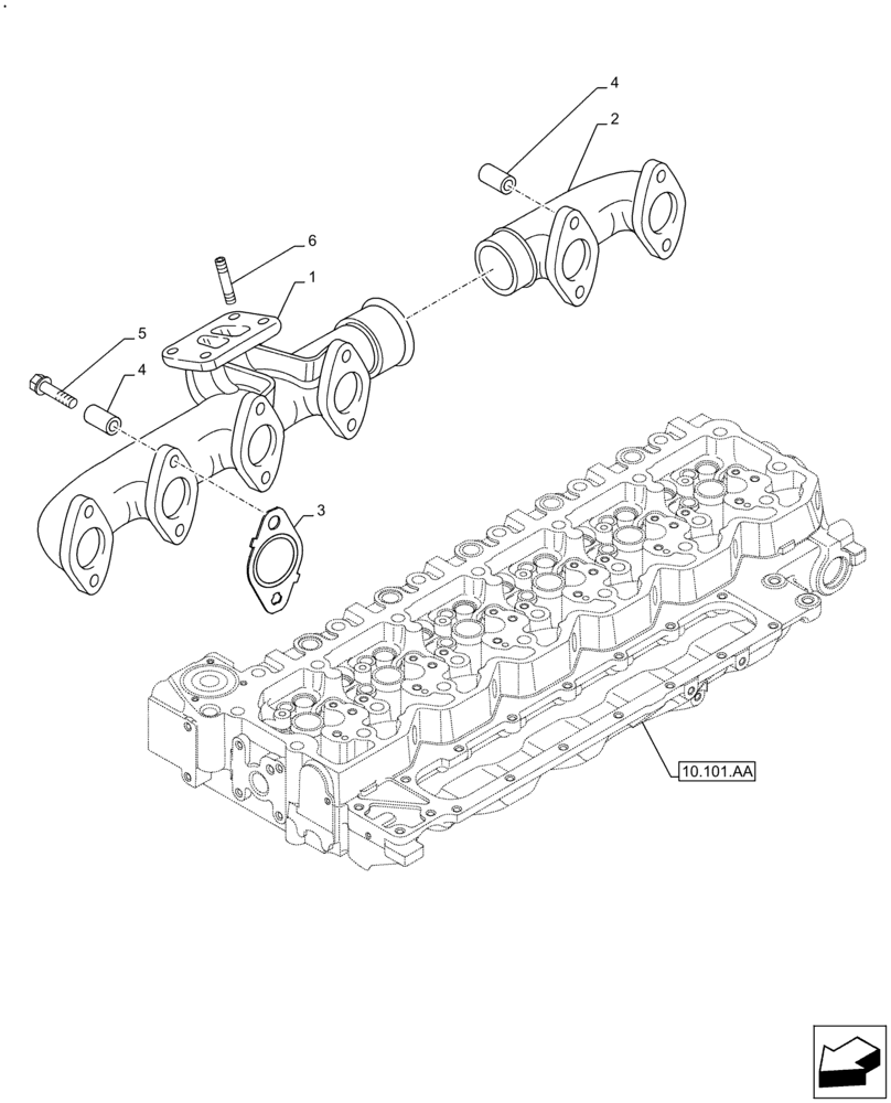 Схема запчастей Case F4HFE613J B005 - (10.254.AC) - EXHAUST MANIFOLD (10) - ENGINE