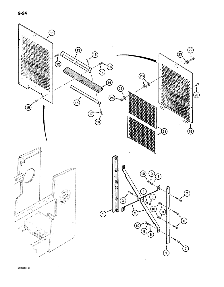 Схема запчастей Case 650 - (9-24) - GRILLE AND BRUSH SCREEN (09) - CHASSIS/ATTACHMENTS